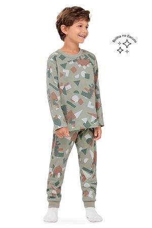 Pijama Longo Infantil Menino Dino Elian Verde