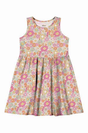 Vestido Curto Infantil Menina Estampado Elian Bege