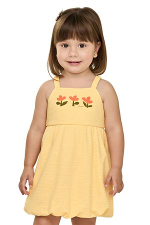 Vestido Balonê Infantil Menina Floral Elian Amarelo