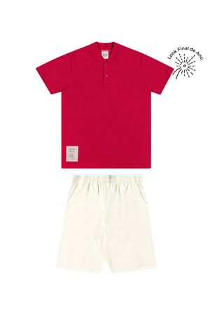 Conjunto Infantil Menino Gola Banana Elian Vermelho
