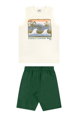 Conjunto Infantil Menino Curto Moletom Elian Bege