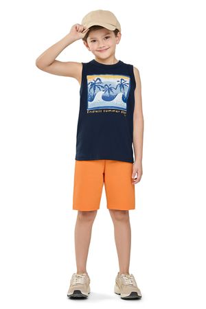 Conjunto Infantil Menino Curto Moletom Elian Azul