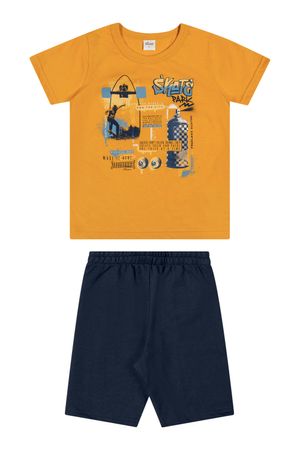 Conjunto Infantil Menino Estampa Sports Elian Amarelo