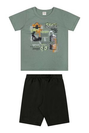Conjunto Infantil Menino Estampa Sports Elian Verde