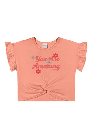 Blusa Infantil Menina Com Detalhe Torcido Elian Laranja