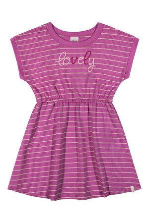 Vestido Infantil Menina Canelado Listrado Elian Rosa