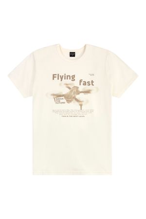 Camiseta Curta Juvenil Menino Estampada Beats Bege
