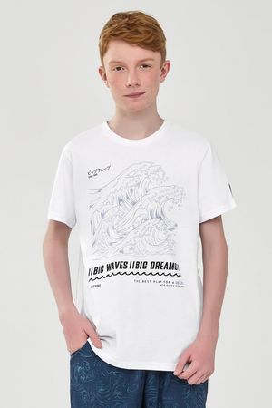Camiseta Juvenil Menino Big Waves Beats Branco
