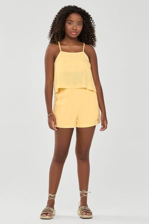 Conjunto Juvenil Menina Viscolinho Beats Amarelo