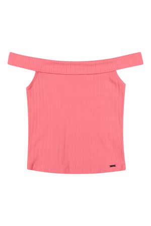 Blusa Juvenil Menina Ombro a Ombro Canelada Beats Rosa