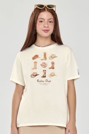 Blusa Juvenil Menina Ampla Rodeo Days Beats Bege