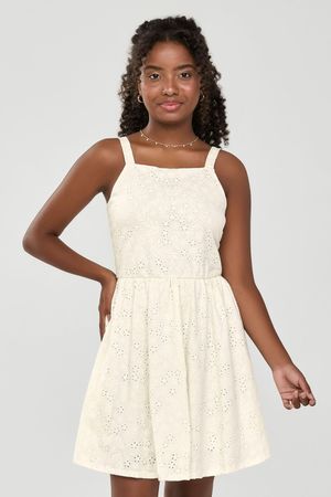 Vestido Juvenil Menina Devorê Floral Beats Bege