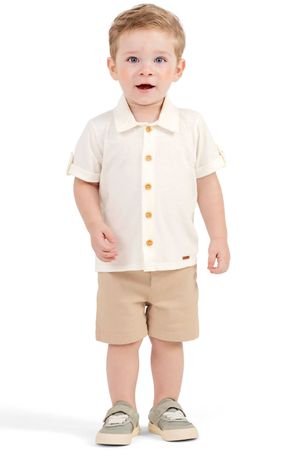 Conjunto Bebê Menino Camisa Colorittá Bege