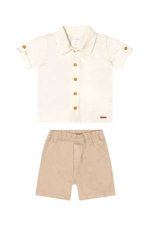 Conjunto Bebê Menino Camisa Colorittá Bege