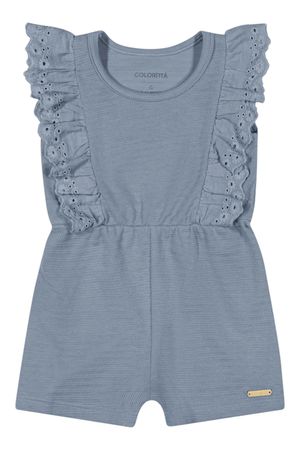 Macaquinho Bebê Menina Com Babados Colorittá Azul