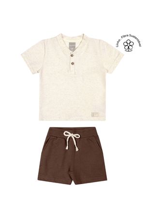 Conjunto Infantil Menino Curto Botões Colorittá Bege
