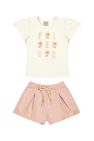 Conjunto Infantil Menina Floral Colorittá Bege