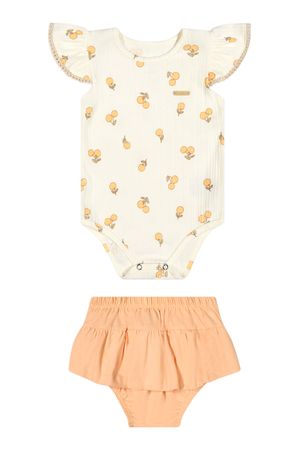 Conjunto Bebê Menina Cereja Com Calcinha Colorittá Bege