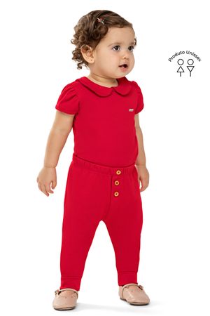Calça Bebê Unissex Suedine Botões Colorittá Vermelho