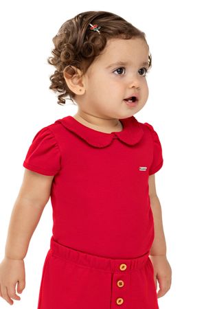 Body Bebê Menina Gola Boneca Bordada Colorittá Vermelho
