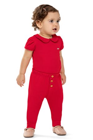 Body Bebê Menina Gola Boneca Bordada Colorittá Vermelho