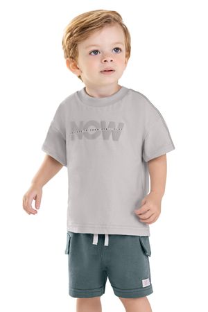 Conjunto Infantil Menino Recorte Mangas Colorittá Cinza