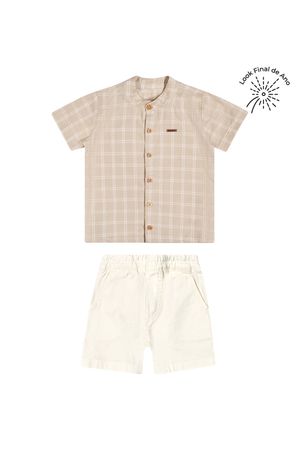 Conjunto Infantil Menino Camisa Xadrez Colorittá Marrom