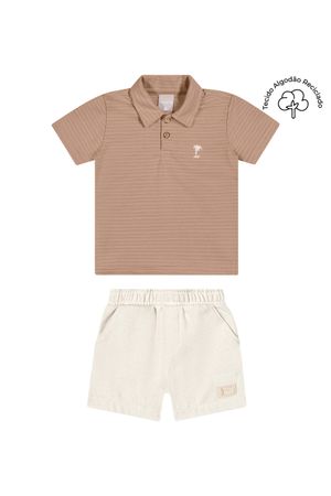 Conjunto Infantil Menino Polo Palmeira Colorittá Marrom