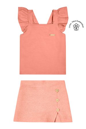 Conjunto Infantil Menina Malha Tricô Colorittá Laranja