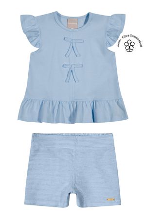 Conjunto Infantil Menina Laços Colorittá Azul