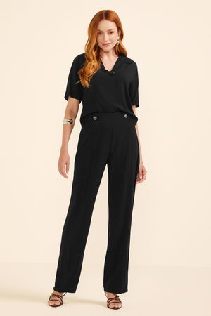 Calça Feminina Reta Viscose Marialícia Preto