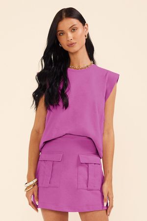 Short Saia Feminino Cargo Com Bolsos Marialícia Rosa