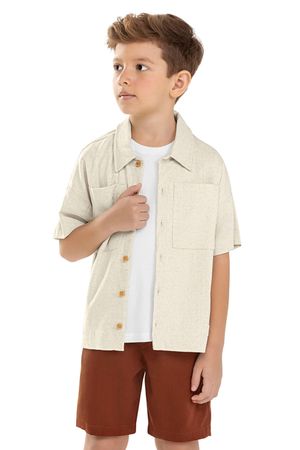 Conjunto Infantil Menino Camisa Linho Colorittá Bege