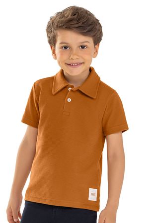Camisa Polo Infantil Menino Texturizada Colorittá Marrom