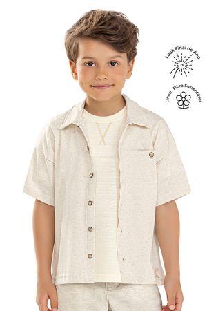 Camisa Infantil Menino Malha Linho Colorittá Bege