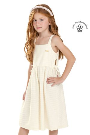 Vestido Infantil Menina Laço Abertura Colorittá Bege