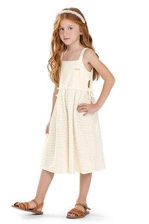 Vestido Infantil Menina Laço Abertura Colorittá Bege