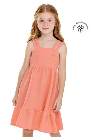 Vestido Infantil Menina Tricô Linho Colorittá Laranja