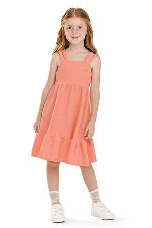 Vestido Infantil Menina Tricô Linho Colorittá Laranja