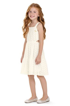 Vestido Infantil Menina Bordado Vazado Colorittá Bege