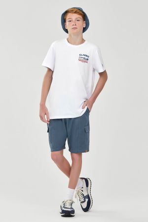 Bermuda Cargo Juvenil Menino Sarja Beats Azul