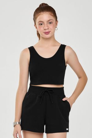 Short Juvenil Menina Moletom Básico Beats Preto