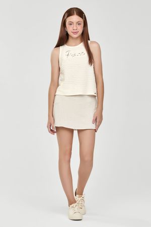 Regata Juvenil Menina Linho Listrado Beats Bege