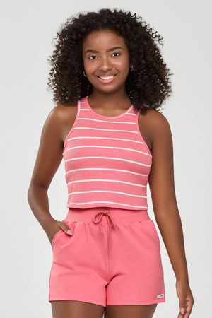 Conjunto Juvenil Menina Listrado Básico Beats Rosa