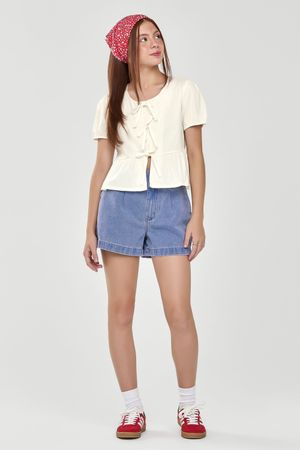 Camisa Juvenil Menina Laços Beats Bege