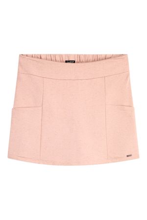 Short Saia Juvenil Menina Moletom de Linho Beats Rosa