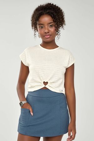 Short Saia Juvenil Menina Moletom de Linho Beats Azul