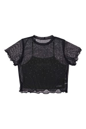 Blusa Juvenil Tule Com Strass Beats Preto