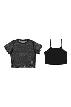 Blusa Juvenil Tule Com Strass Beats Preto