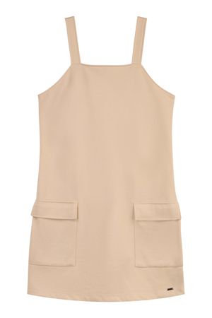 Vestido Curto Juvenil Menina Bolsos Beats Bege